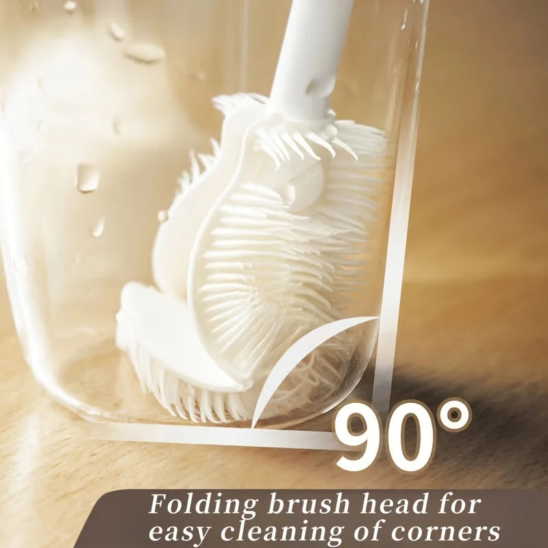 Foldable Silicone Bottle Brush 360° Long Handle