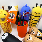 Cute Animal Silicone Pencil Case 2-in-1 Zipper Pen Pouch
