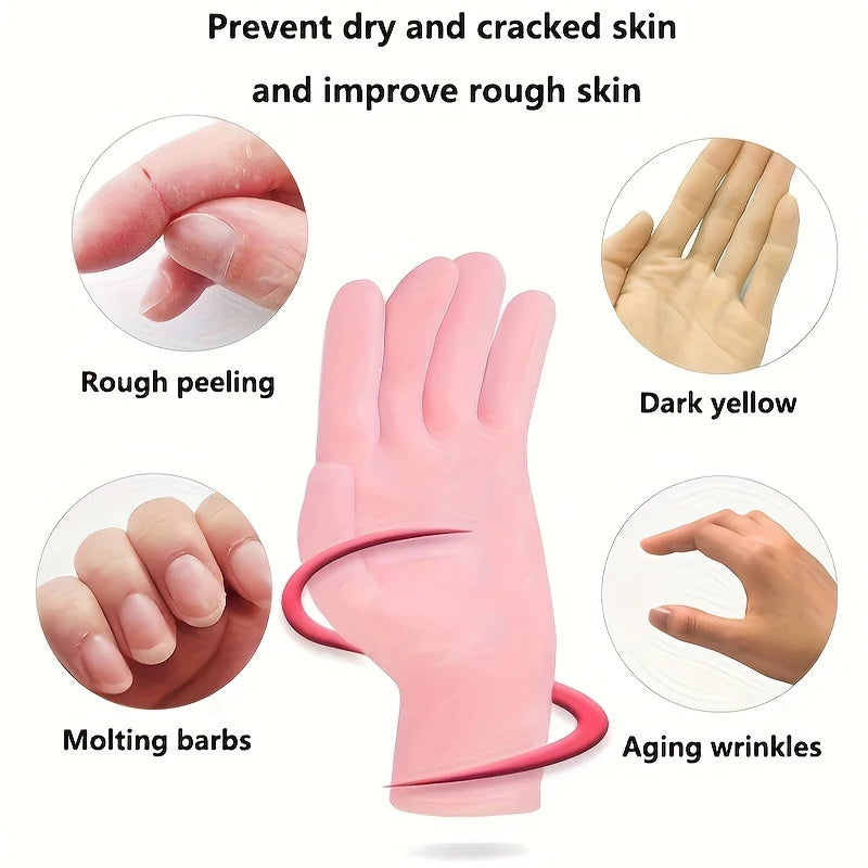 Silicone gloves prevent dry cracked skin and exfoliate rough hands before after