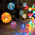 Solar Moroccan Ball String Lights Outdoor Fairy Decor