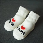 Newborn Baby Socks 2 Pairs Cute Mama Papa Cotton Crew Socks
