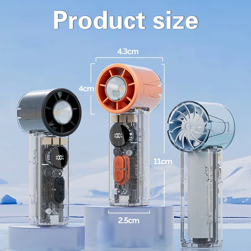 TINSOL Transparent Mini Fan UK 100-Speed USB Rechargeable Fan