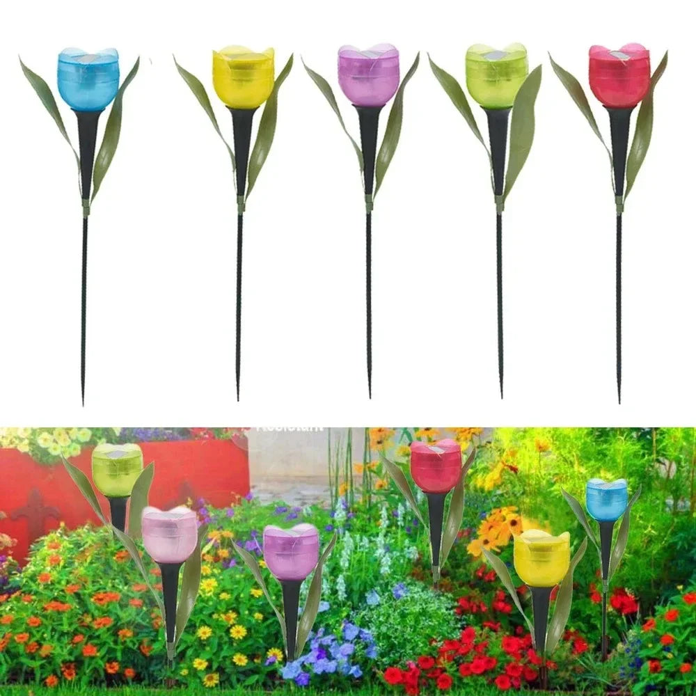 Solar Tulip Rose Flower Lights for Waterproof Garden Decor