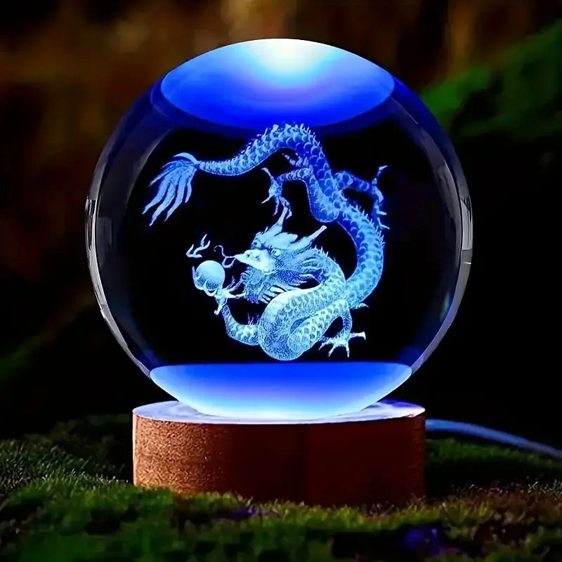 3D Chinese Dragon Crystal Ball Decorative LED Lamp
