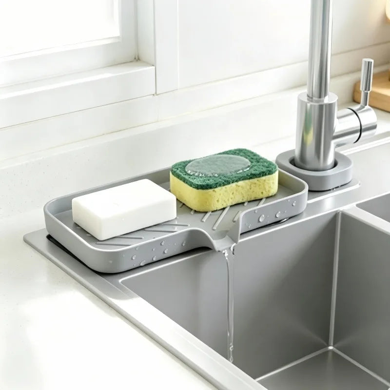 Silicone Faucet Mat Sink Tray Kitchen Sink Organizer & Drain Pad