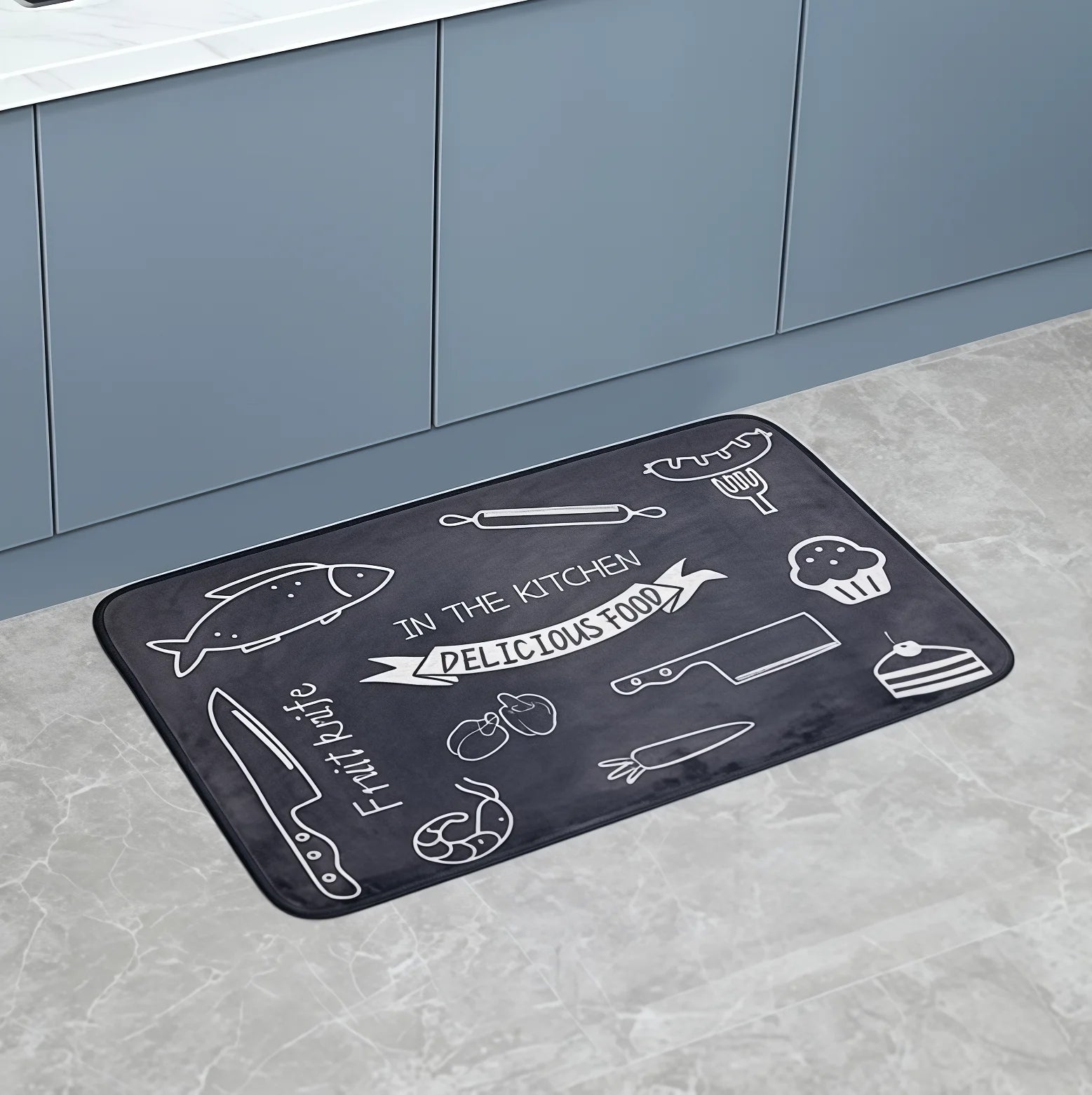 VIKAMA Kitchen Floor Mat Non-Slip Absorbent Decorative Sink Carpet Rug