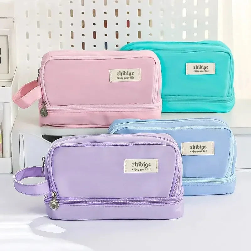 Large Capacity Pencil Case Macaron Color School Pen Bag