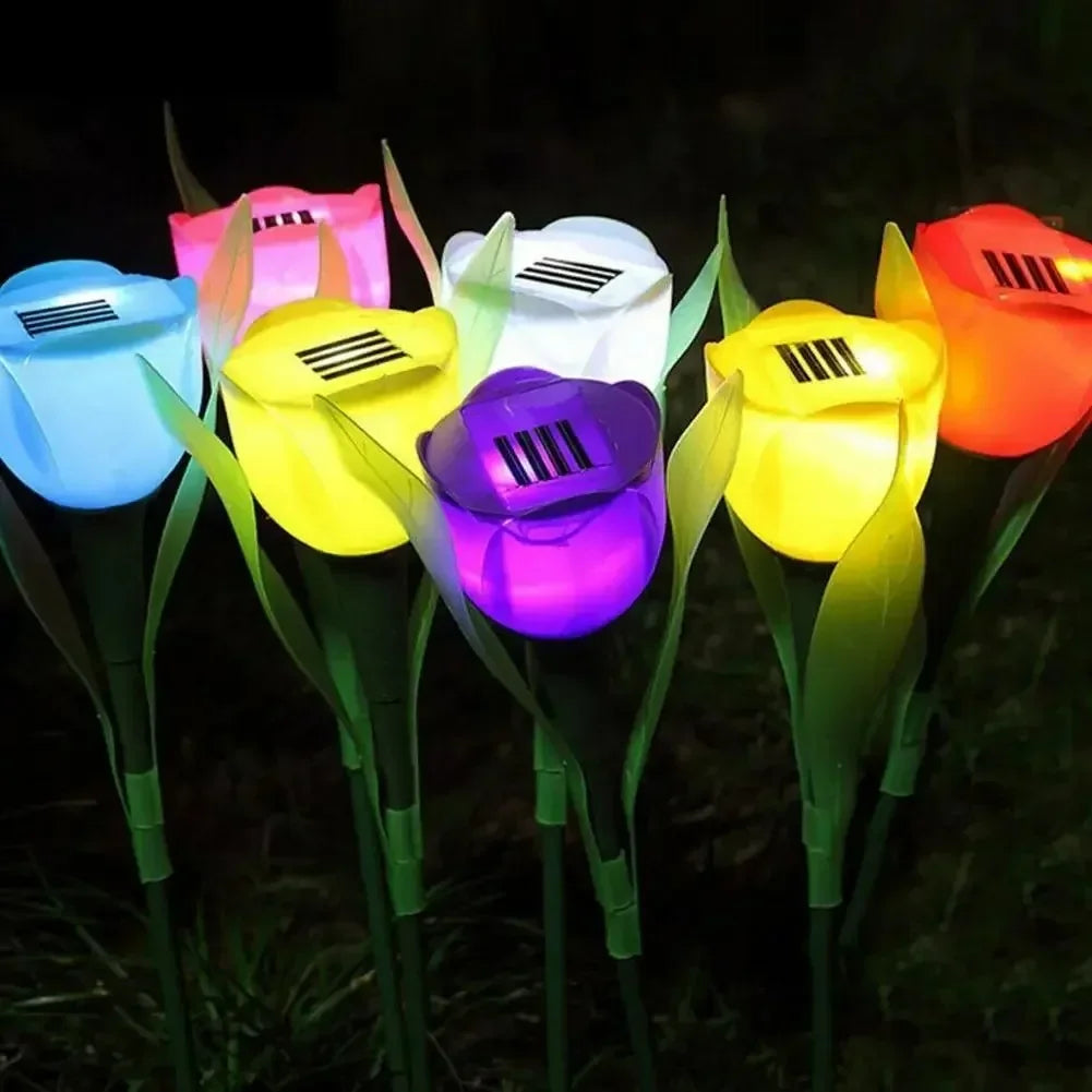 Solar Tulip Rose Flower Lights for Waterproof Garden Decor Secondary image