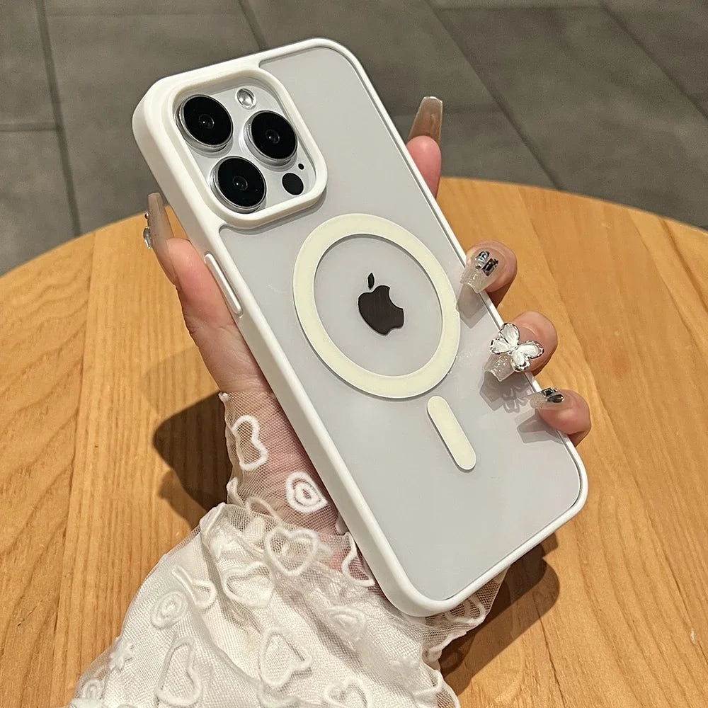 Natural Titanium MagSafe Case for iPhone 11 12 13 14 15 16 Pro Max