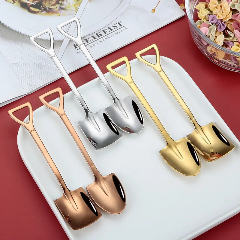 Stainless Steel Shovel Spoon – Retro Coffee, Ice Cream & Dessert Scoop