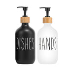 Black Dish Soap Dispenser Set Refillable Kitchen Sink Soap & Detergent Bottles