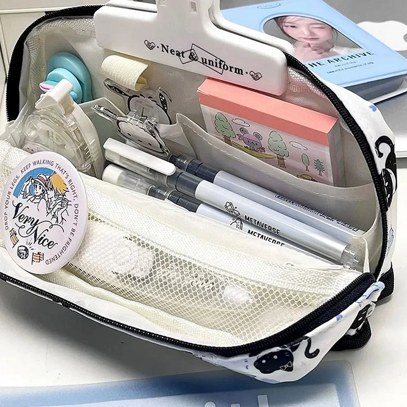 Multi-Layer Pen Bag Foldable Drawstring Pencil Case Organizer