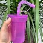 Neon Sipper Cups Reusable Spill Proof Cups with Lid & Straw