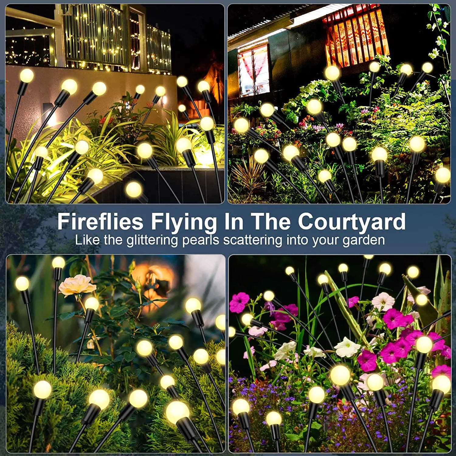 8 LED Solar Firefly Garden Lights for Outdoor Pathway Decor