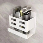 Hole-Free Bathroom Shelf Wall Mounted Toothbrush & Razor Organizer