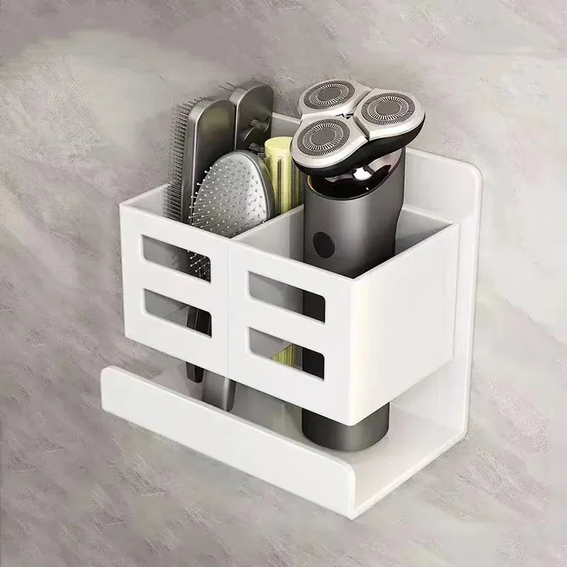 Hole-Free Bathroom Shelf Wall Mounted Toothbrush & Razor Organizer