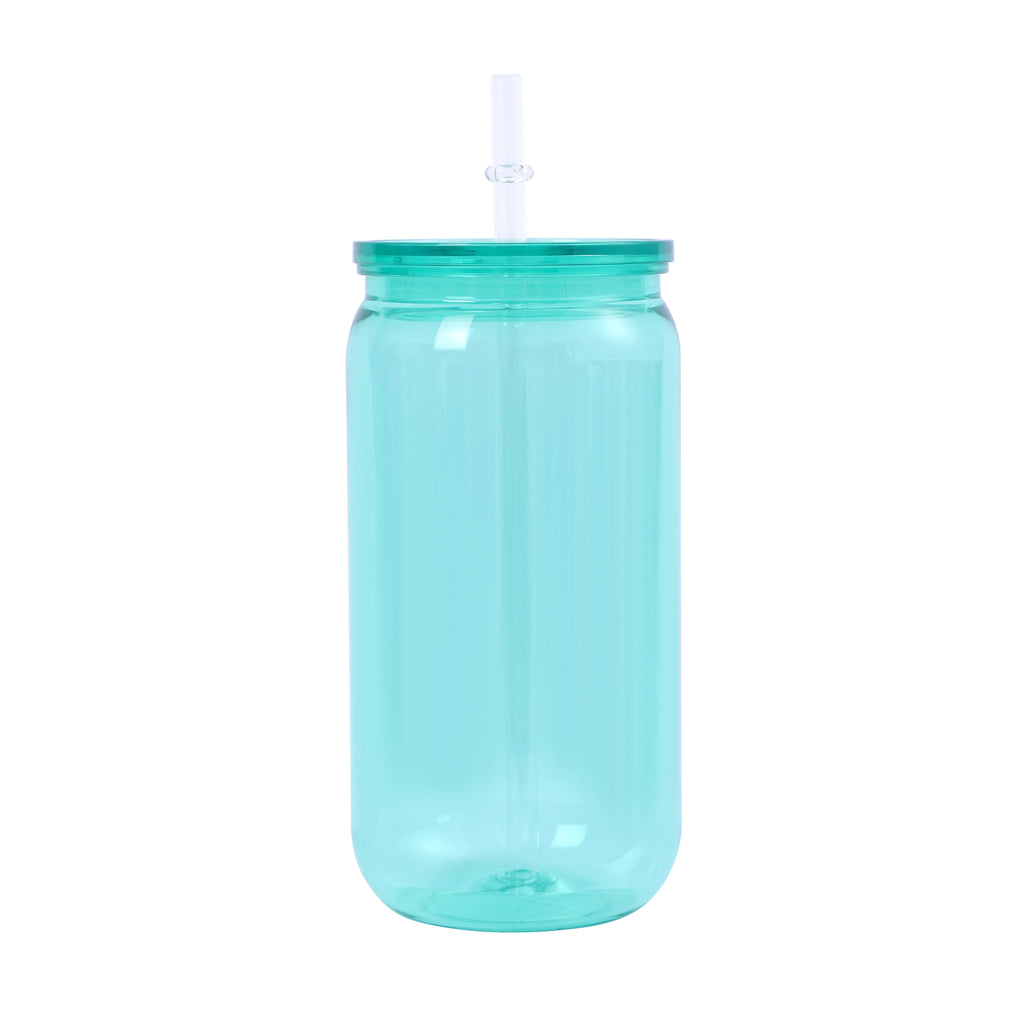 16oz Colorful Plastic Cup with Straw Reusable Drink Tumbler