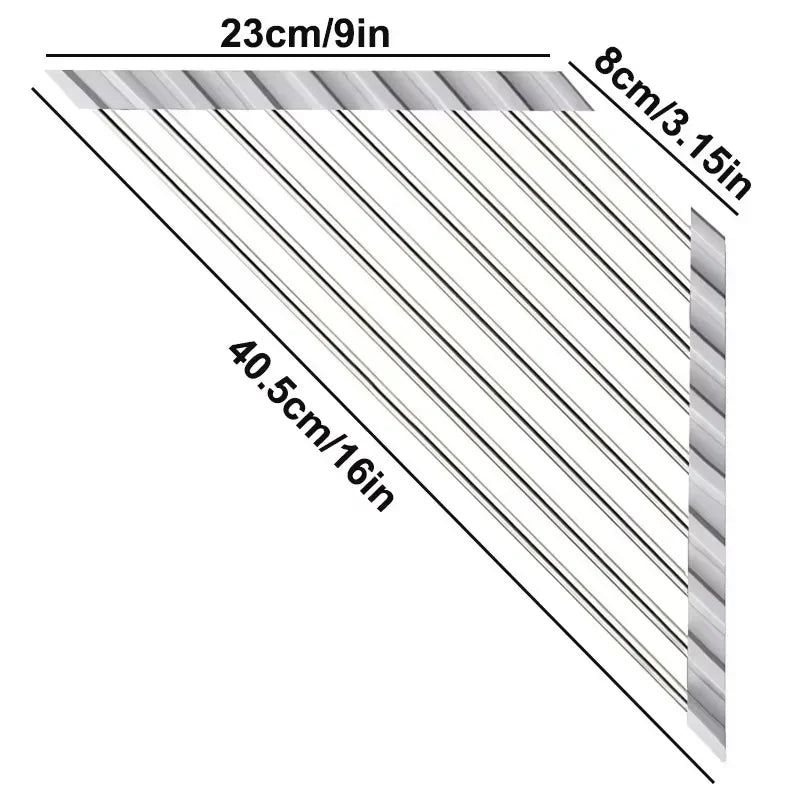 Roll-Up Triangle Dish Drying Rack Foldable Sink Corner Organizer