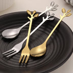 Leaf Coffee Spoon Set Stainless Steel – Gold & Silver Dessert Stirring Spoons