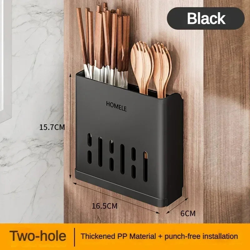 Wall Mounted Cutlery Holder Utensil Drain Rack