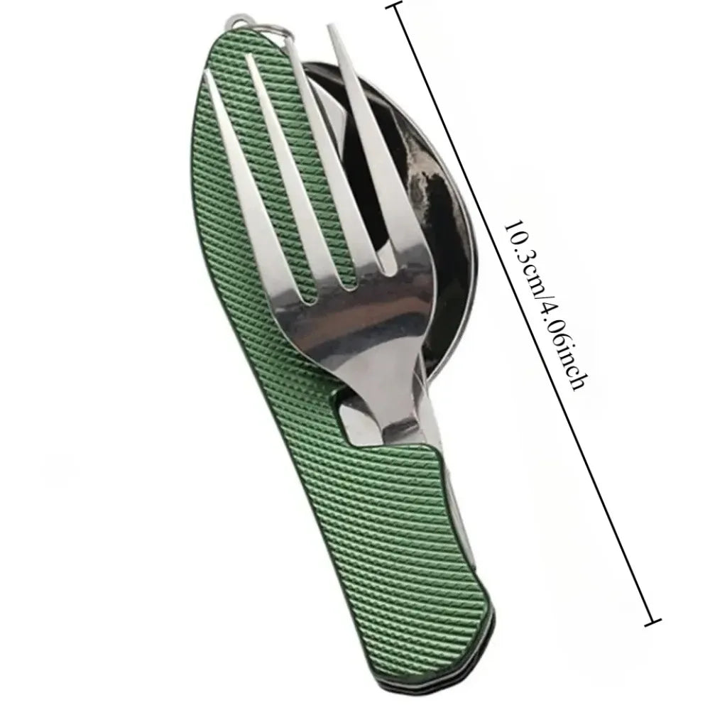 4-in-1 Foldable Camping Cutlery Set Portable Stainless Steel Utensil