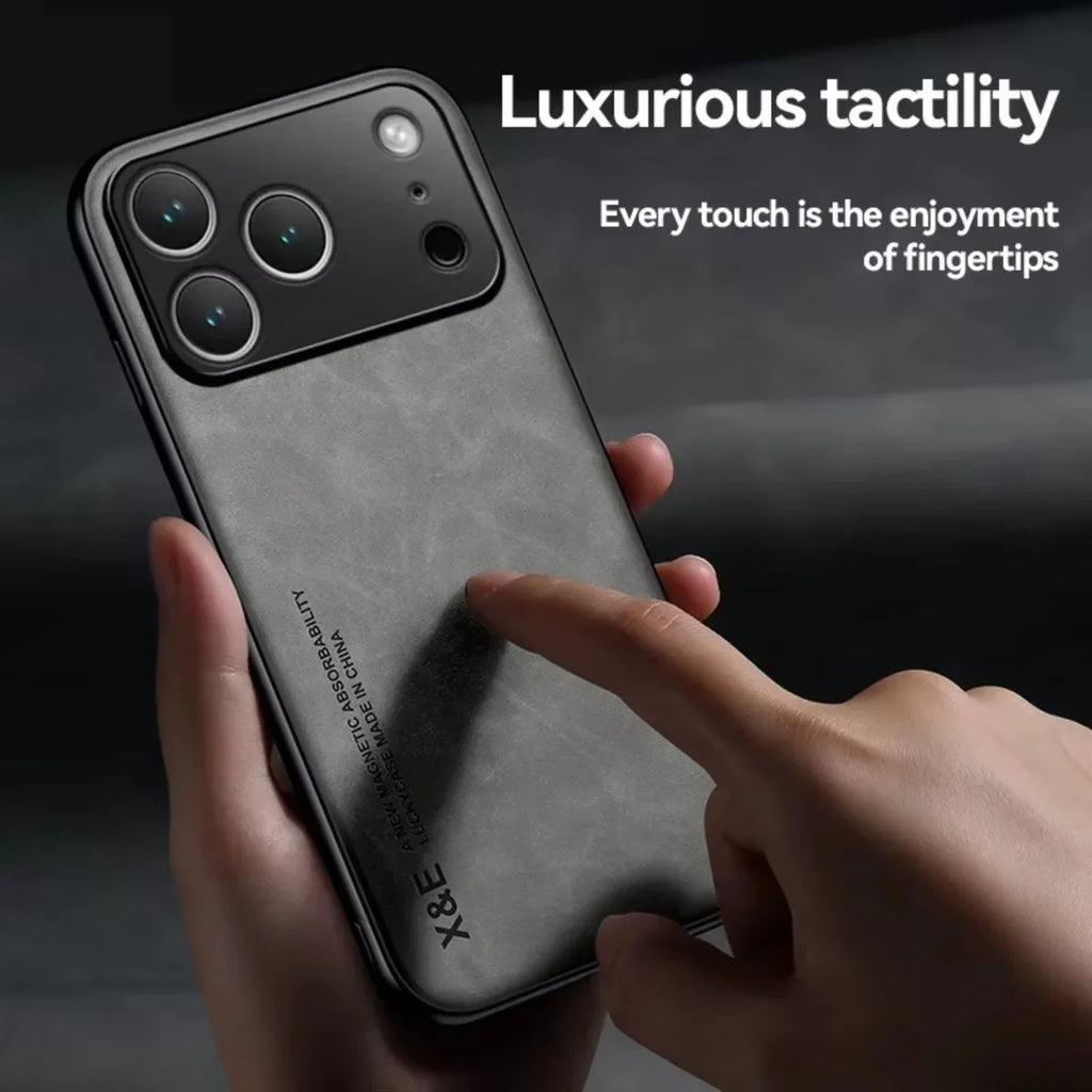Premium Leather Magnetic Case for iPhone 17 16 15 14 13 Pro Max