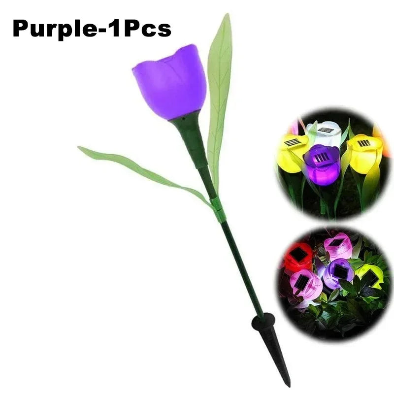 Solar Tulip Rose Flower Lights for Waterproof Garden Decor