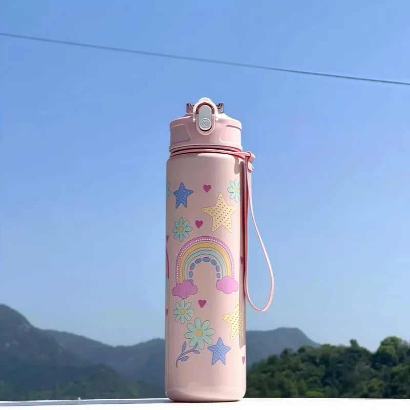 750ml Dinosaur Kids Water Bottle Leakproof Straw Cup