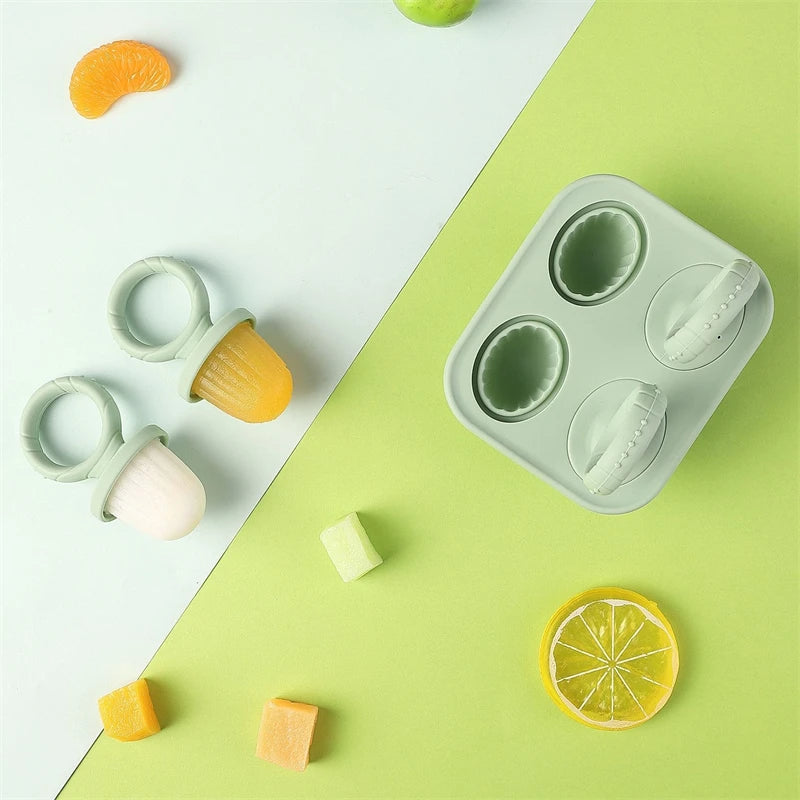 Baby Teething Popsicle Mold 4/6 Cavity – DIY Milk Ice Cream Stick Tray
