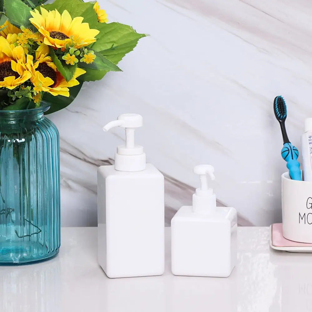 650ML Square Soap Dispenser Clear Liquid Shampoo & Lotion Pump Bottle