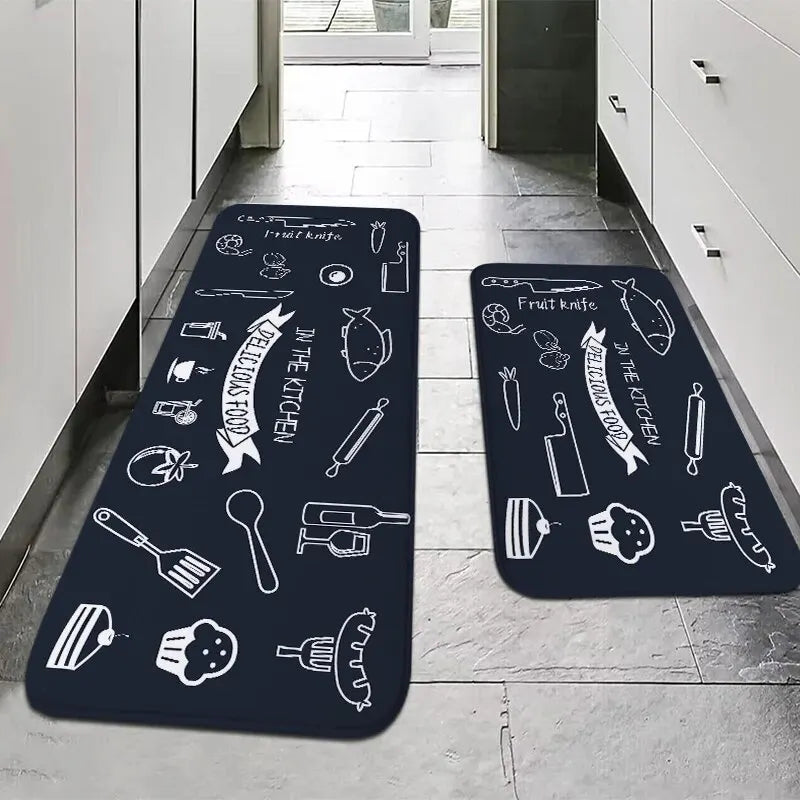 VIKAMA Kitchen Floor Mat Non-Slip Absorbent Decorative Sink Carpet Rug