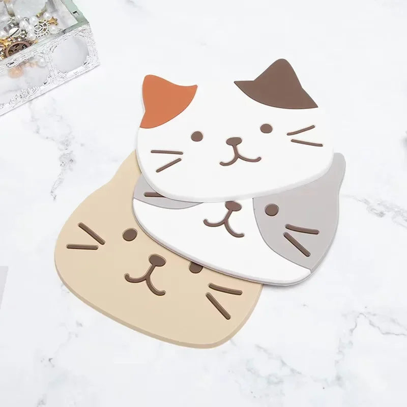 Cat Silicone Cup Coasters 5pcs Waterproof Heat Resistant Table Mats