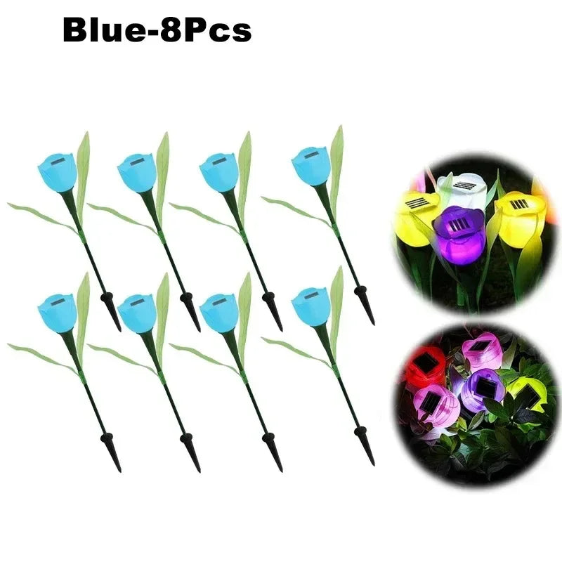 Solar Tulip Rose Flower Lights for Waterproof Garden Decor