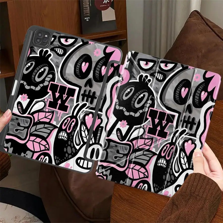 Pink Graffiti Doodle Case for iPad 10th 11th Air 4 5 Pro 11 Mini 6 7