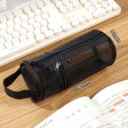 Clear Mesh Pencil Case Portable Standing Pen Holder Organizer