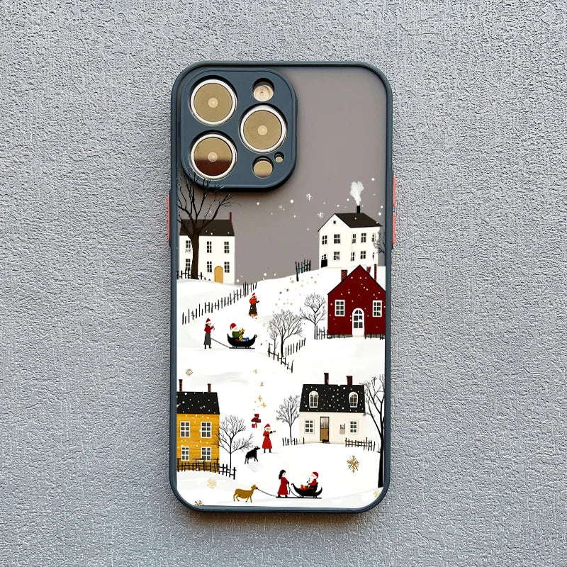 Rural Snow Scenery Phone Case for iPhone 16 15 14 13 12 11 Pro Max