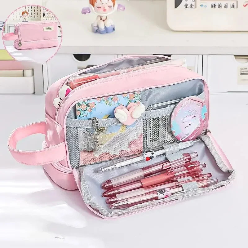 Large Capacity Pencil Case Macaron Color School Pen Bag