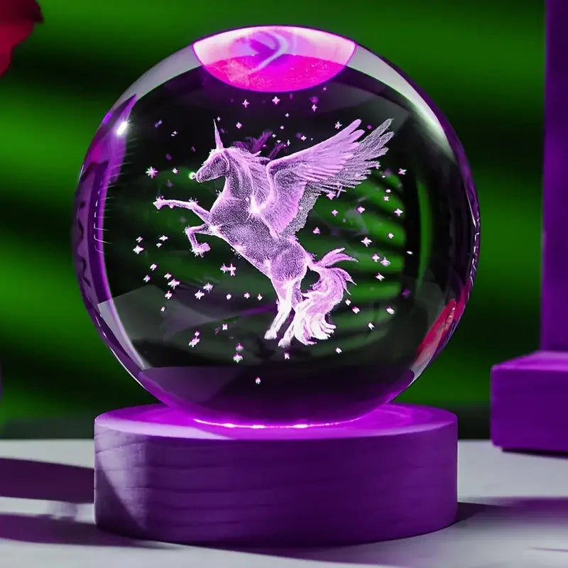 Unicorn 3D Crystal Ball Lamp LED Decorative Gift