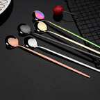 6Pcs Gold Ice Spoon Set – Long Handle Stainless Steel Coffee & Tea Stir Spoons