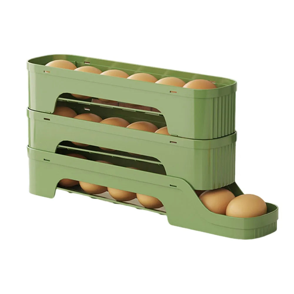 Rolling Egg Storage Box Fridge Egg Organizer