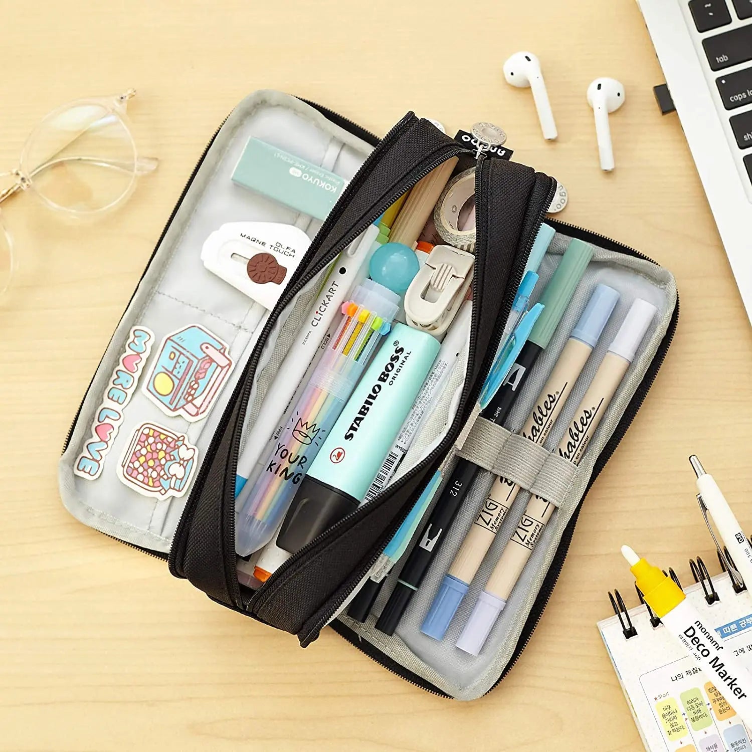 Large Capacity Pencil Case Aesthetic Pen Bag Stationery Organizer