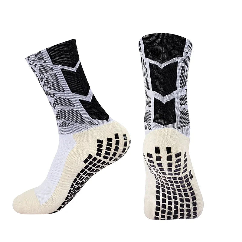 Men Non Slip Grip Football Socks Mid Calf Anti Slip Sports Running