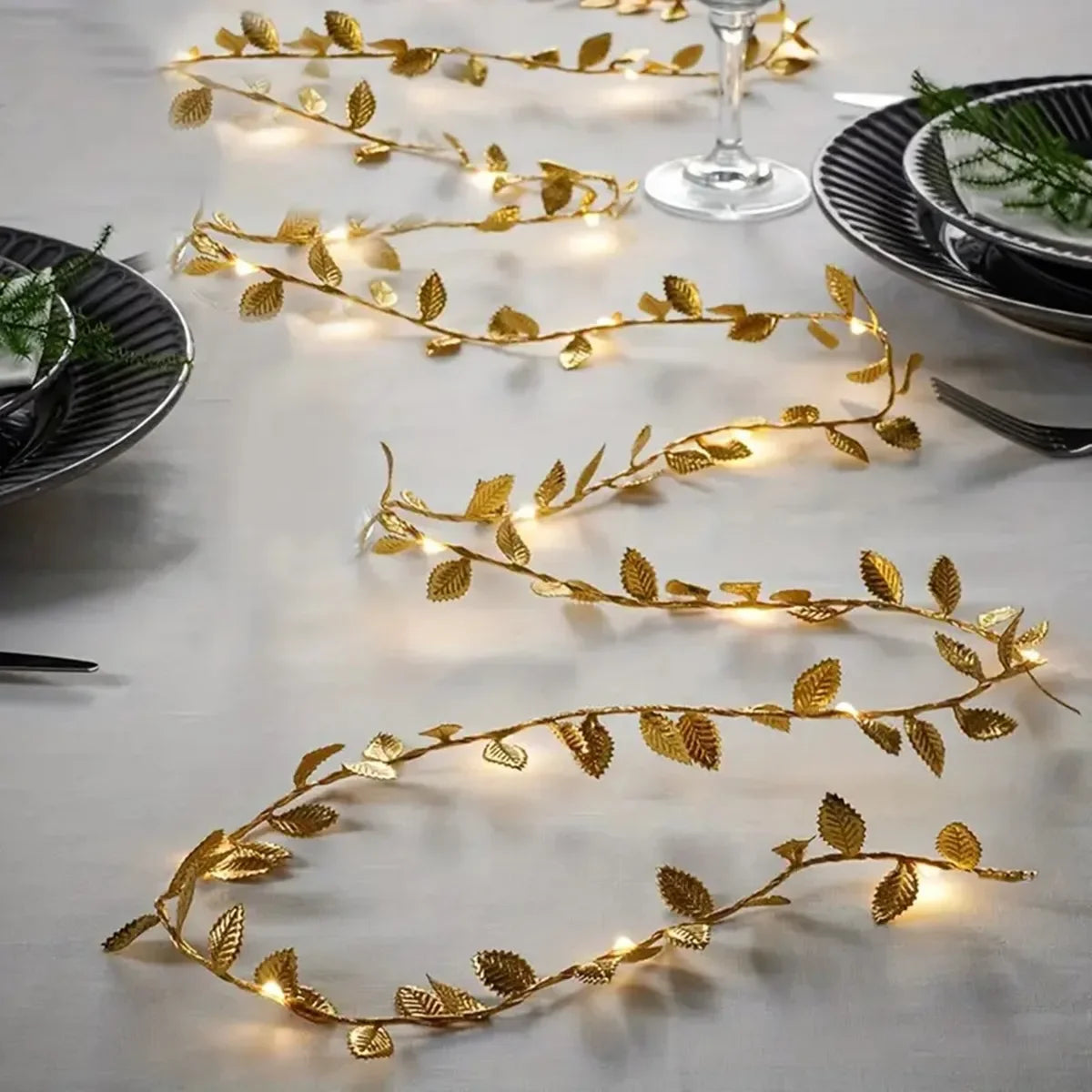 Golden Leaves Fairy Lights 20 LED Copper Wire String