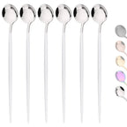6Pcs Gold Ice Spoon Set – Long Handle Stainless Steel Coffee & Tea Stir Spoons