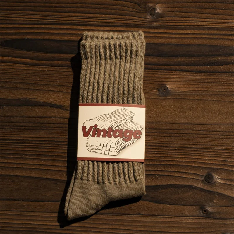 Men Vintage Thick Sports Socks Towel Bottom Casual Unisex