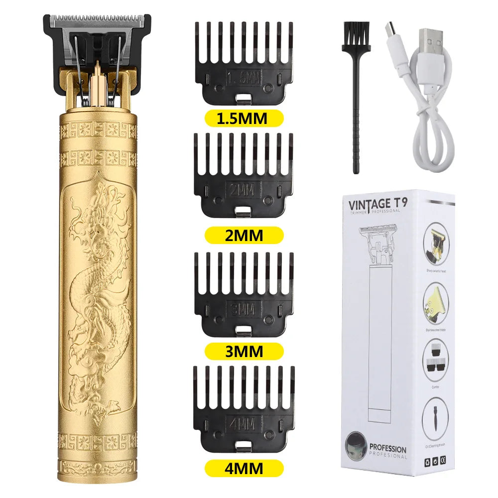 Retro T9 Hair Clipper Cordless Trimmer USB Recharge Barber Shaver Pro