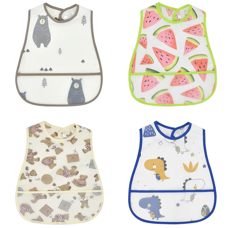 Cartoon EVA Waterproof Baby Bib with Pocket Feeding Apron