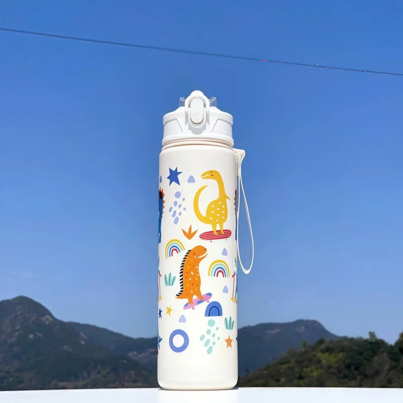 750ml Dinosaur Kids Water Bottle Leakproof Straw Cup