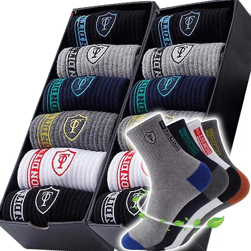 5/10 Pairs Men's Basketball Crew Socks Breathable Odor-Control