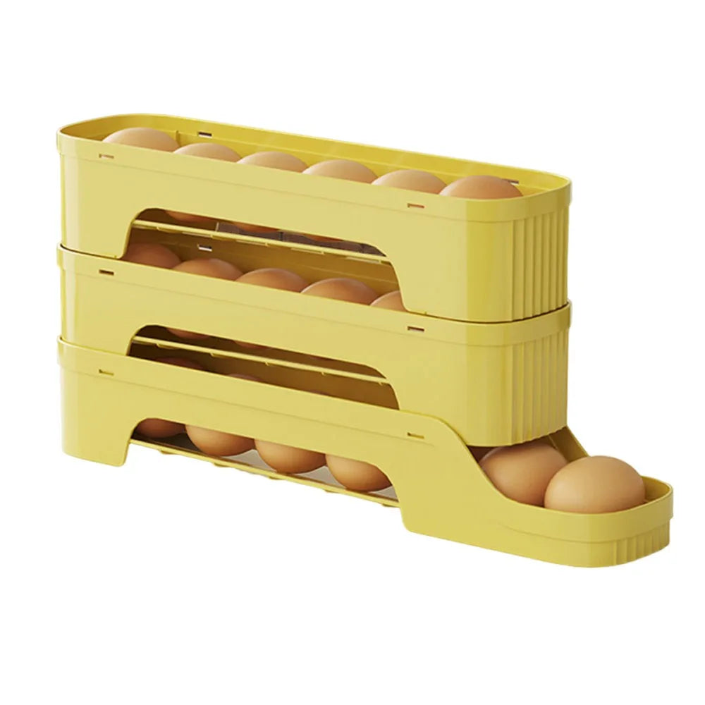 Rolling Egg Storage Box Fridge Egg Organizer